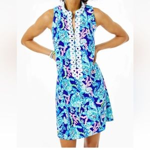 Lilly Pulitzer Jean shift dress Corsica blue turtle Villa size 0 NWT